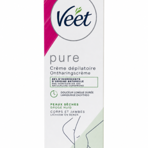 veet pure crème dépilatoire peaux sèches 200 ml, Épilation rapide corps & jambes, 86% d’ingrédients d’origine naturelle